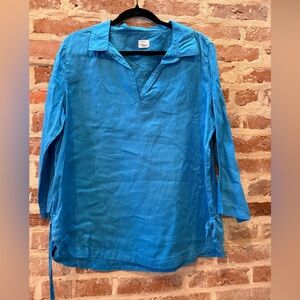 Blue linen 3/4 shirt